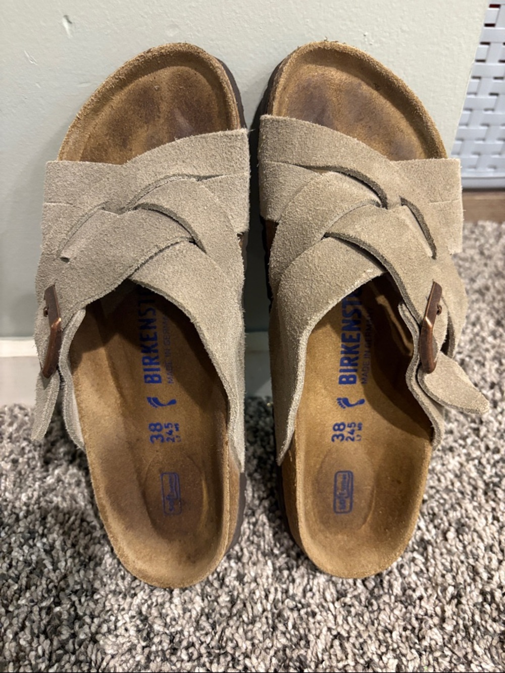 Birkenstock Women's Taupe Suede Crisscross Sandals